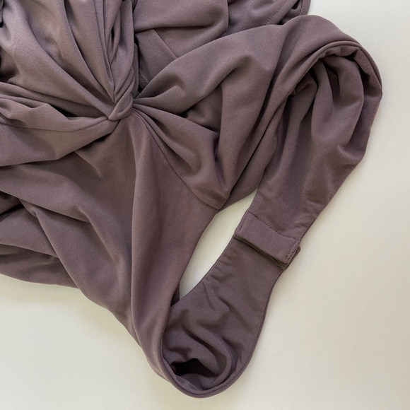 NBD Arleth Mini Dress in Taupe Bodysuit Silver Asymmetrical Shoulder Minimal - Picture 6 of 8